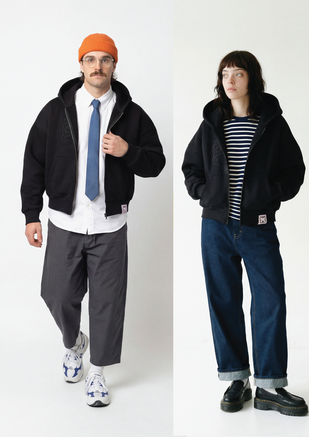 MOO OVERSIZED ZIP HOODIE : BLACK